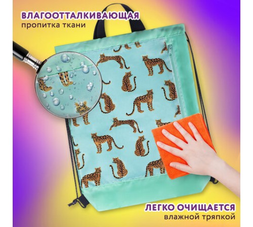 Мешок для обуви ЮНЛАНДИЯ, с ручками, боковой карман на молнии, 46х36 см, 