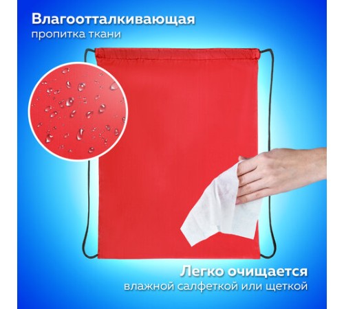 Мешок для обуви ПИФАГОР, 1 отделение, 40х32 см, красный, 271616