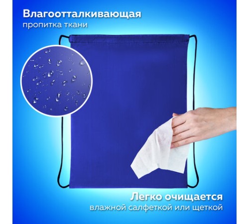 Мешок для обуви ПИФАГОР, 1 отделение, 40х32 см, синий, 271617