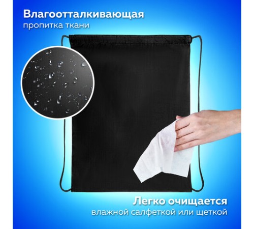 Мешок для обуви ПИФАГОР, 1 отделение, 40х32 см, черный, 271618