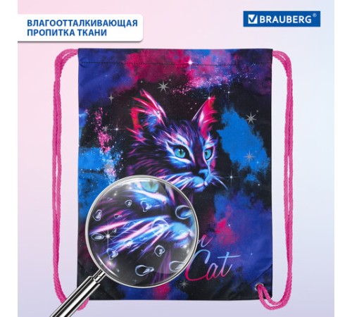 Мешок для обуви BRAUBERG PREMIUM, карман, подкладка, светоотражайка, 43х33 см, 