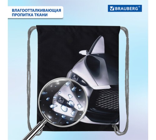 Мешок для обуви BRAUBERG PREMIUM, карман, подкладка, светоотражайка, 43х33 см, 