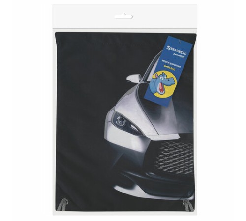 Мешок для обуви BRAUBERG PREMIUM, карман, подкладка, светоотражайка, 43х33 см, 