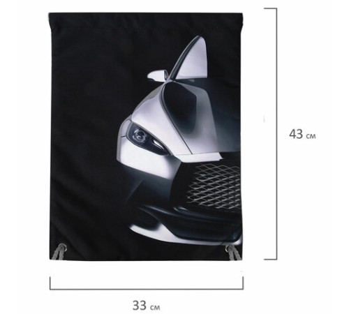 Мешок для обуви BRAUBERG PREMIUM, карман, подкладка, светоотражайка, 43х33 см, 