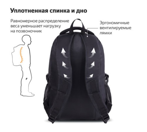 Рюкзак BRAUBERG HIGH SCHOOL универсальный, 3 отделения, 