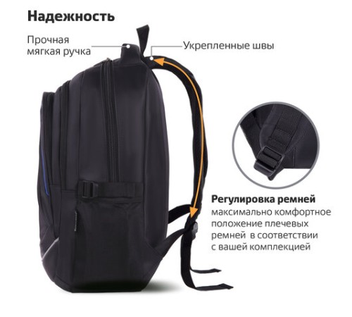 Рюкзак BRAUBERG HIGH SCHOOL универсальный, 3 отделения, 