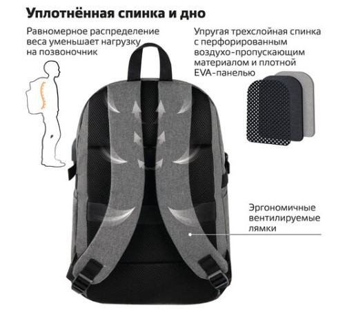 Рюкзак BRAUBERG URBAN универсальный, с отделением для ноутбука, USB-порт, 