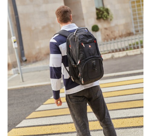 Рюкзак GERMANIUM UPGRADE Max, 3 отделения, отделение для ноутбука, USB-порт, UP-5, черный, 49х34х24 см, 271669