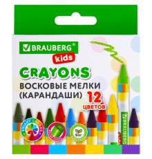 Восковые мелки BRAUBERG KIDS, НАБОР 12 цветов, 271696