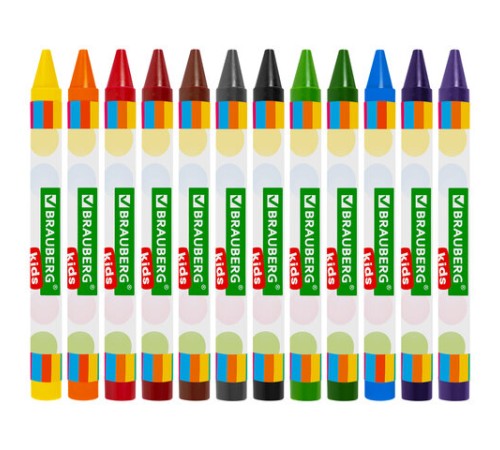 Восковые мелки BRAUBERG KIDS, НАБОР 12 цветов, 271696