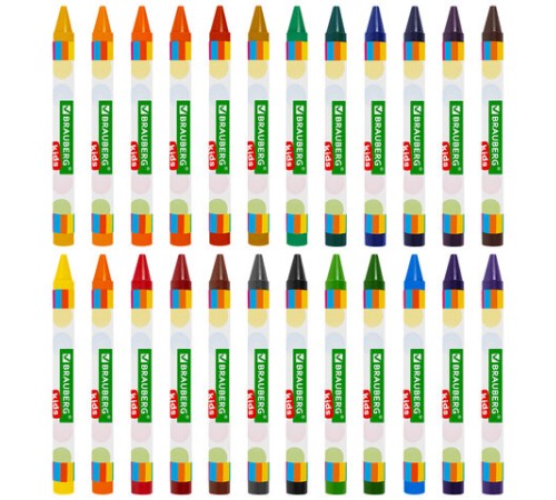 Восковые мелки BRAUBERG KIDS, НАБОР 24 цвета, 271697