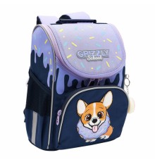 Ранец GRIZZLY анатомическая спинка, с мешком для обуви, для девочек, 