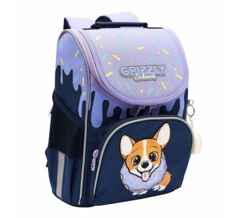 Ранец GRIZZLY анатомическая спинка, с мешком для обуви, для девочек, 