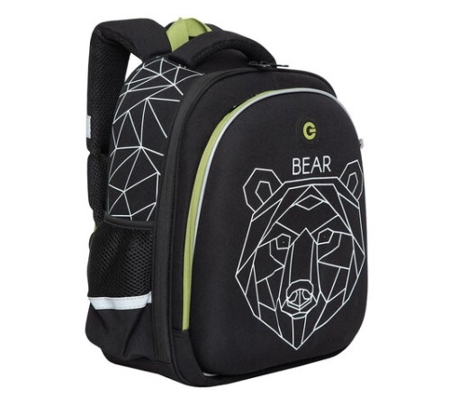 Ранец GRIZZLY анатомическая спинка, c бейджем, для мальчиков, 