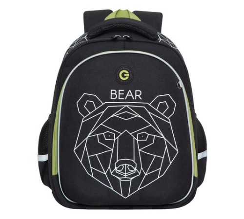 Ранец GRIZZLY анатомическая спинка, c бейджем, для мальчиков, 