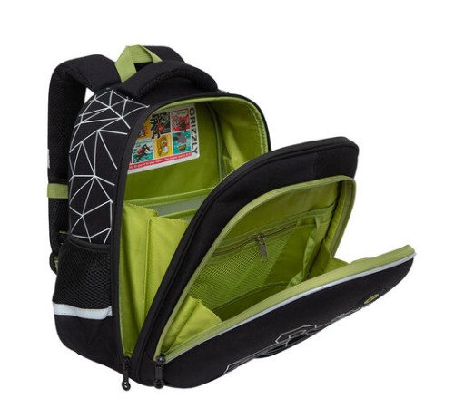 Ранец GRIZZLY анатомическая спинка, c бейджем, для мальчиков, 