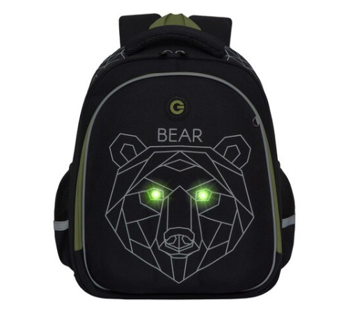 Ранец GRIZZLY анатомическая спинка, c бейджем, для мальчиков, 