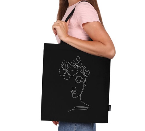 Сумка шоппер BRAUBERG, канвас, 40х35 см, черный, 