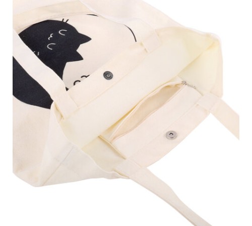 Сумка шоппер BRAUBERG PREMIUM, канвас, 40х35 см, на кнопке, карман, бежевый, 