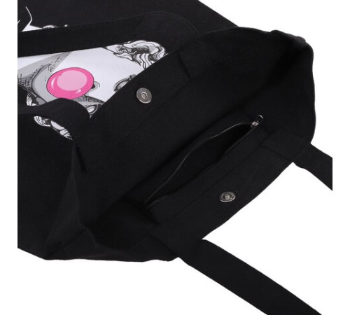 Сумка шоппер BRAUBERG PREMIUM, канвас, 40х35 см, на кнопке, карман, черный, 