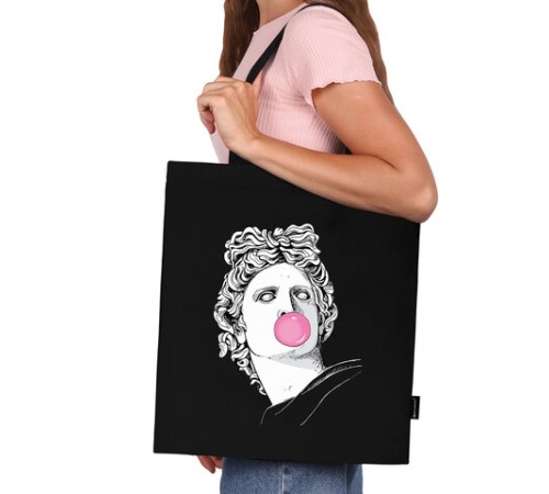 Сумка шоппер BRAUBERG PREMIUM, канвас, 40х35 см, на кнопке, карман, черный, 