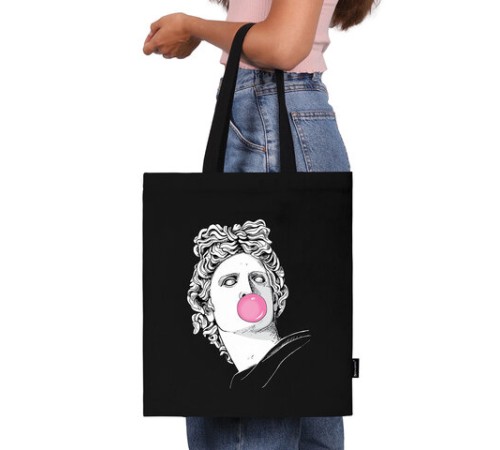 Сумка шоппер BRAUBERG PREMIUM, канвас, 40х35 см, на кнопке, карман, черный, 