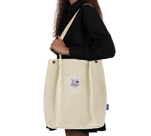 Сумка шоппер BRAUBERG MOMENTS, вельвет, 35х30 см, бежевый, 271906