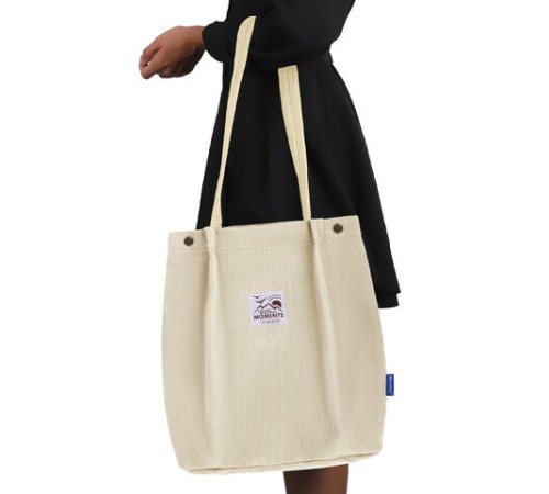 Сумка шоппер BRAUBERG MOMENTS, вельвет, 35х30 см, бежевый, 271906