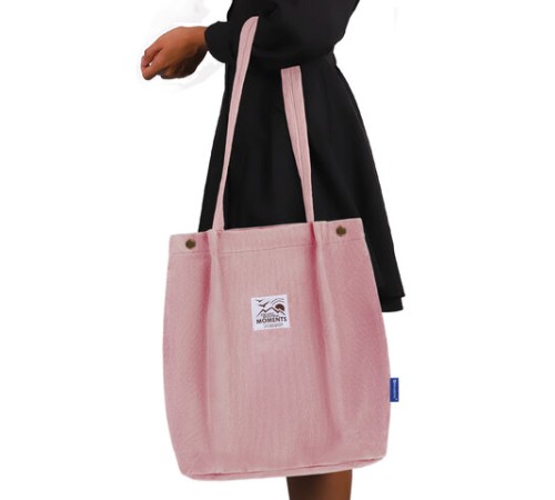 Сумка шоппер BRAUBERG MOMENTS, вельвет, 35х30 см, розовый, 271907