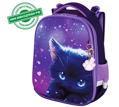 Ранец BRAUBERG PREMIUM, 2 отделения, с брелоком, 