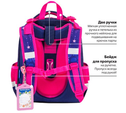 Ранец BRAUBERG PREMIUM, 2 отделения, с брелоком, 