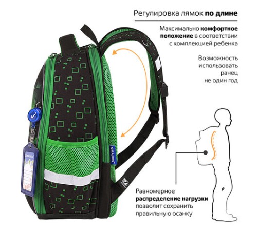 Ранец BRAUBERG FIT, 2 отделения, 