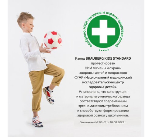 Ранец BRAUBERG KIDS STANDARD, 2 отделения, 