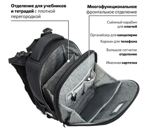 Ранец BRAUBERG SHINY, 2 отделения, с брелком, 