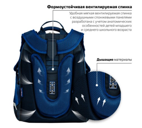 Ранец ЮНЛАНДИЯ EXTRA, с дополнительным объемом, 2 отделения, 