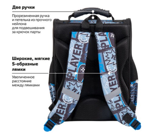 Ранец ПИФАГОР BASIC, 1 отделение, 3 кармана, эргономичная спинка, 