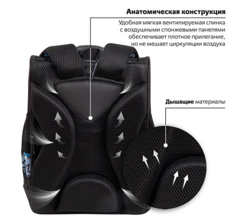 Ранец ПИФАГОР BASIC, 1 отделение, 3 кармана, эргономичная спинка, 