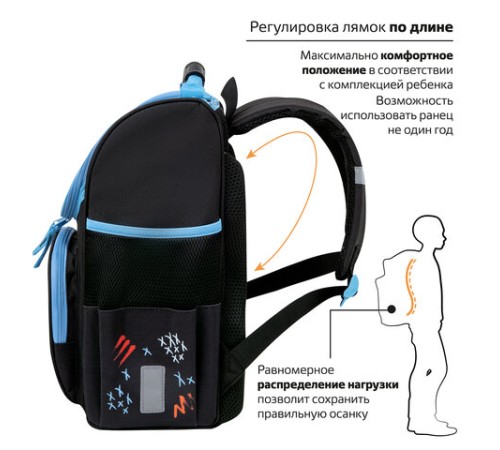 Ранец ПИФАГОР BASIC, 1 отделение, 3 кармана, эргономичная спинка, 