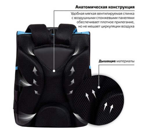 Ранец ПИФАГОР BASIC, 1 отделение, 3 кармана, эргономичная спинка, 