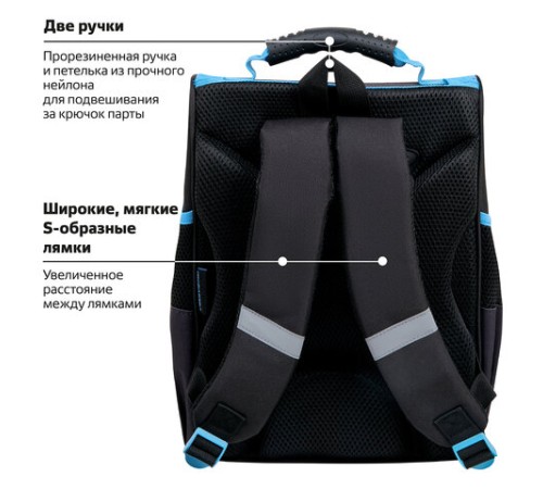 Ранец ПИФАГОР BASIC, 1 отделение, 3 кармана, эргономичная спинка, 