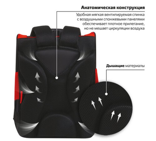 Ранец ПИФАГОР BASIC, 1 отделение, 3 кармана, эргономичная спинка, 