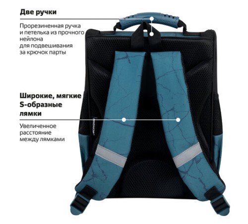 Ранец ПИФАГОР BASIC, 1 отделение, 3 кармана, эргономичная спинка, 