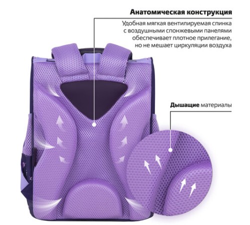 Ранец ПИФАГОР BASIC, 1 отделение, 3 кармана, эргономичная спинка, 