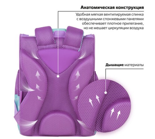 Ранец ПИФАГОР BASIC, 1 отделение, 3 кармана, эргономичная спинка, 