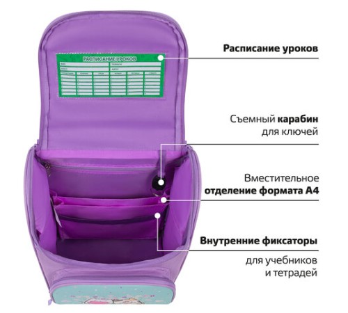 Ранец ПИФАГОР BASIC, 1 отделение, 3 кармана, эргономичная спинка, 