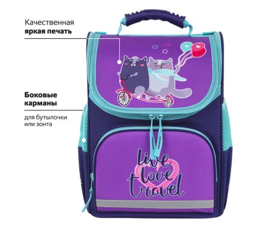 Ранец ПИФАГОР BASIC, 1 отделение, 3 кармана, эргономичная спинка, 