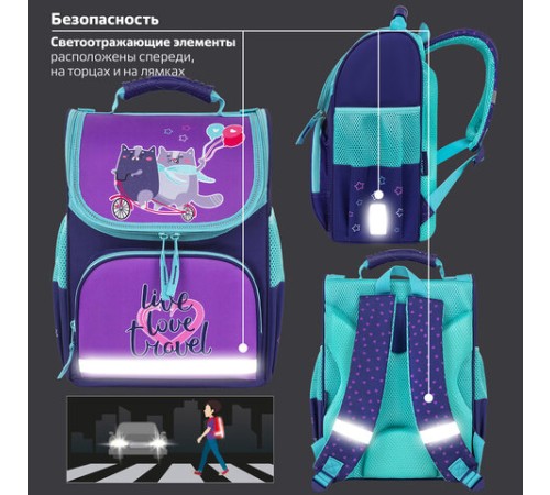 Ранец ПИФАГОР BASIC, 1 отделение, 3 кармана, эргономичная спинка, 