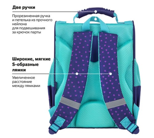 Ранец ПИФАГОР BASIC, 1 отделение, 3 кармана, эргономичная спинка, 