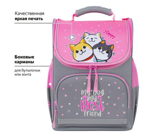 Ранец ПИФАГОР BASIC, 1 отделение, 3 кармана, эргономичная спинка, 