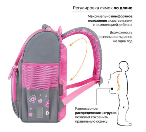 Ранец ПИФАГОР BASIC, 1 отделение, 3 кармана, эргономичная спинка, 